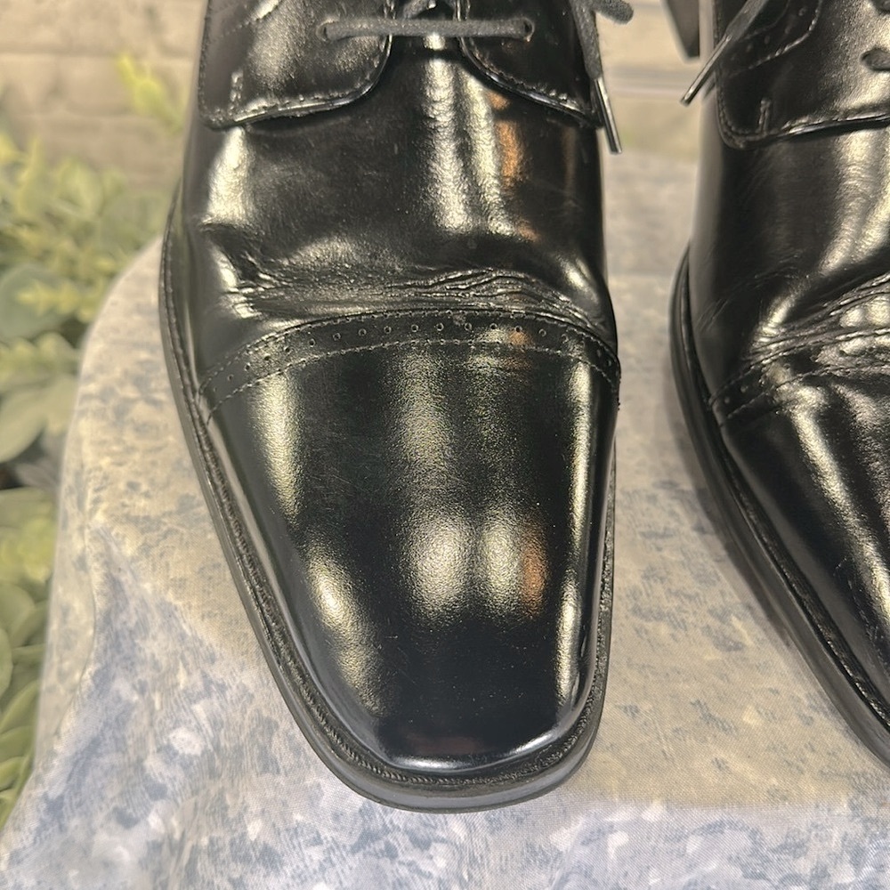 Stacy Adams - Black Leather Semi-Round Cap-Toe Dress Oxfords Mens 12M🖤VGUC - Picture 4 of 13